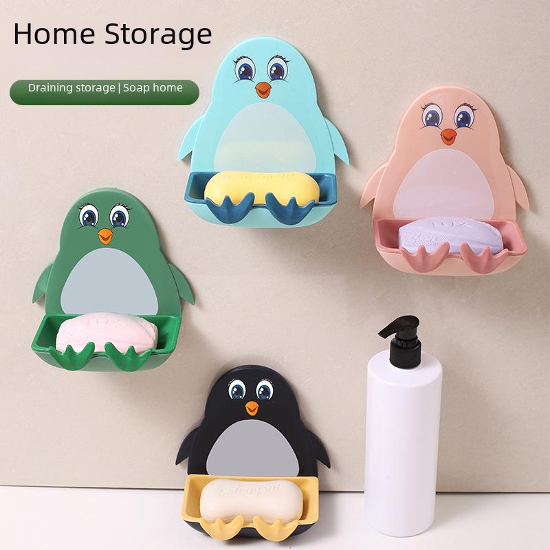 Soap Dish Penguin Drain Soap Holder Bathroom Shower Soap Holder Dish Storage Plate Tray Bathroom Supplies Soap Container