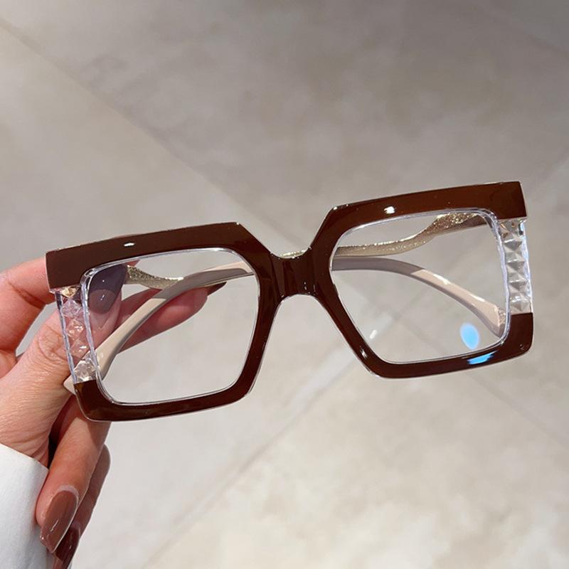 Vintage Big Frame Anti Blue Light Square Glasses Women Luxury Brand Designer Trendy Optical Frames Sexy Lady