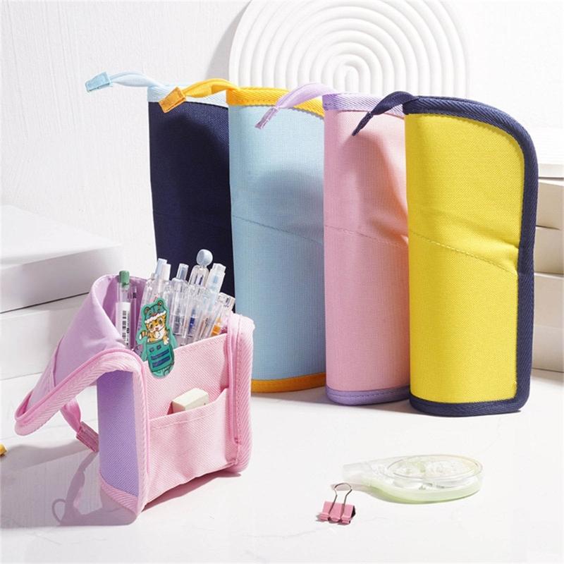 Faltbares Federmäppchen mit Reißverschluss, faltbare Stiftaufbewahrungstasche, Schreibtisch-Stifthalter, Stifttasche mit Griff, Geschenk für Schüler