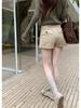 Women's 2025 Retro Suede Wide-Leg Shorts - Casual Winter Bootcut with Large Pockets
