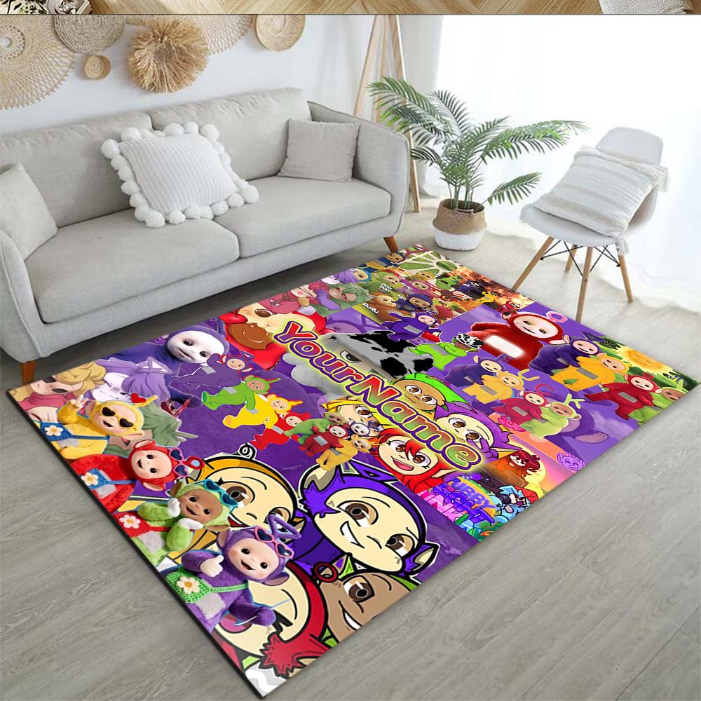 Teletubbies Customized Name Floor Rug Office Rug Design for Game Room Dining Room Balcony Outdoor Anti-slip Rug Anime Office Decor