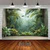 2D Foggy Green Plant Background for Safari Animal Theme Kids Birthday Decoration