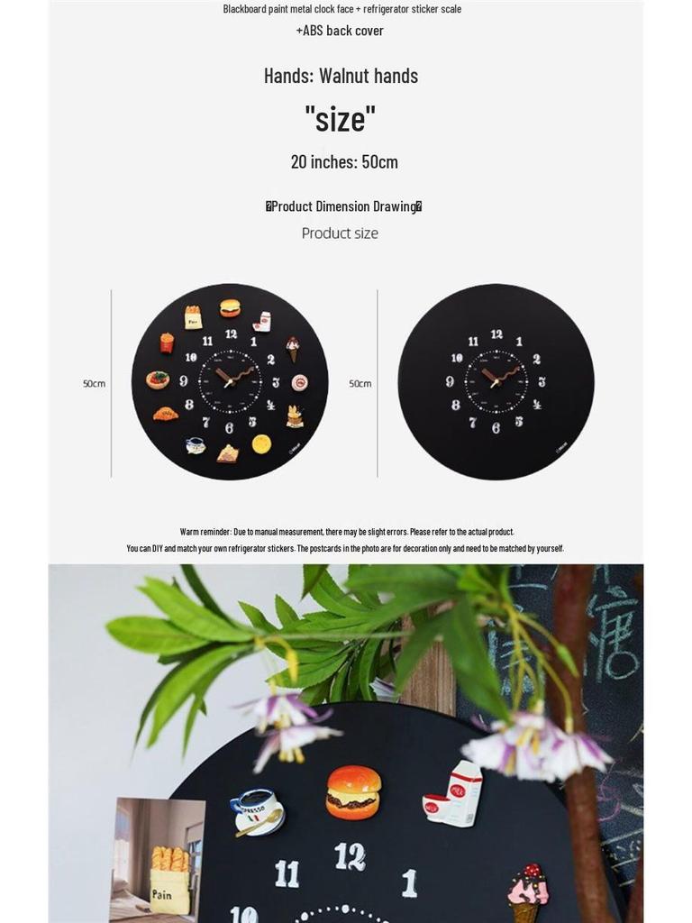 Magnetic Blackboard Wall Clock - DIY Artistic Home Decor for Living Room & Bedroom