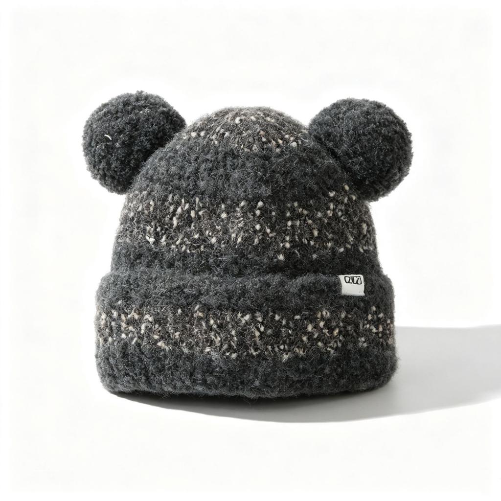 Cute Bear Ear Wool Hat, Windproof and Warm Hat In Autumn and Winter, Women's Soft Waxy Skin-friendly Age-reducing Knitted Hat