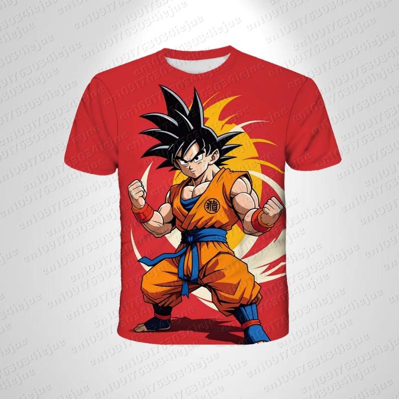 Japanese Anime Dragon Ball Z 3d Print Cute Kid Goku Sitting Sky All Over Print T-Shirt Fashion Kids Adults