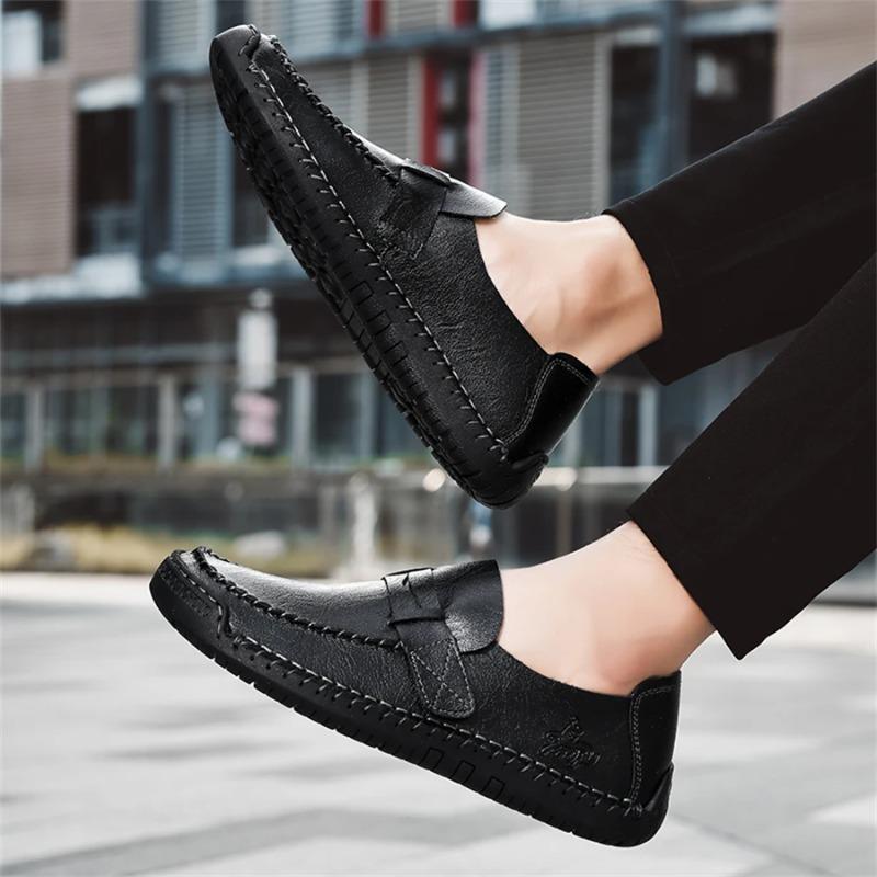 Size 48 Men's Shoes High Quality Handmade Leather Men's Shoes Cozy Slip on Flats Men Loafers Outdoor Casual Shoes Zapatos Hombre