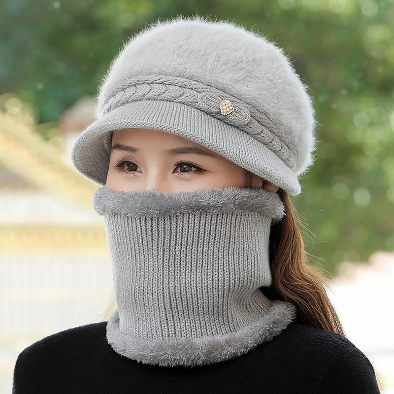 

Шапка женская осенне-зимняя теплая вязаная шерстяная шапка зимняя новая шапка one size elastic