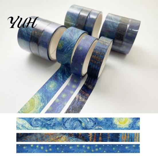 Creative Washi Tape 3 Rolls Set, Decorative Stickers, Aesthetic Tapes for Moderate Width Scrapbooking Supplies, Journaling Junk Journal, Wrapping
