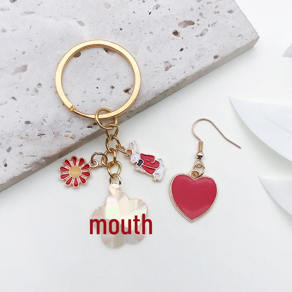 Red Cherry Blossom Oil Drop Keychain & Earrings Set: DIY Jewelry & Hair Accessories