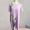Women Dress Floral Breathable Pullover Sleeves O Neck Short Tulip Print Loose Soft A-line Knee