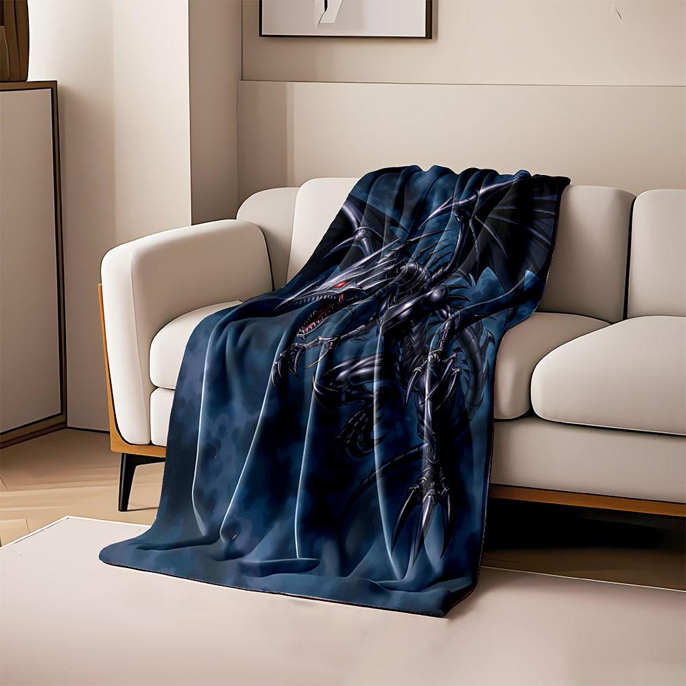 

A menacing metallic dragon with sharp claws and wings in a dark sky. for all seasons blanket lunch break throw gift 80cm x 120cm