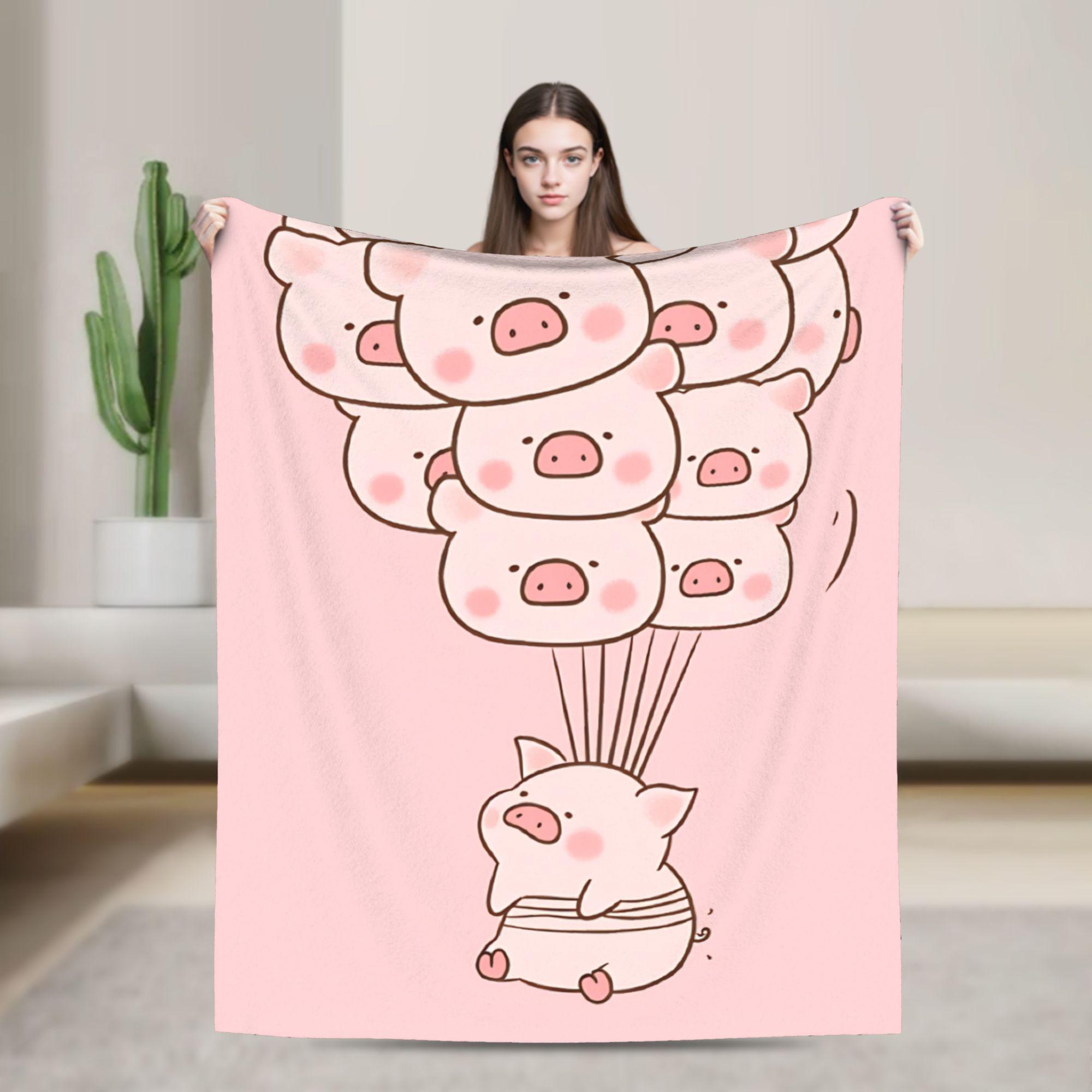 

L-Lulu Pig Warm Blanket Kids Adult Plush Throw Blanket Aesthetic Home Decor Flannel Bedspread Sofa Bed Cover 75x90cm