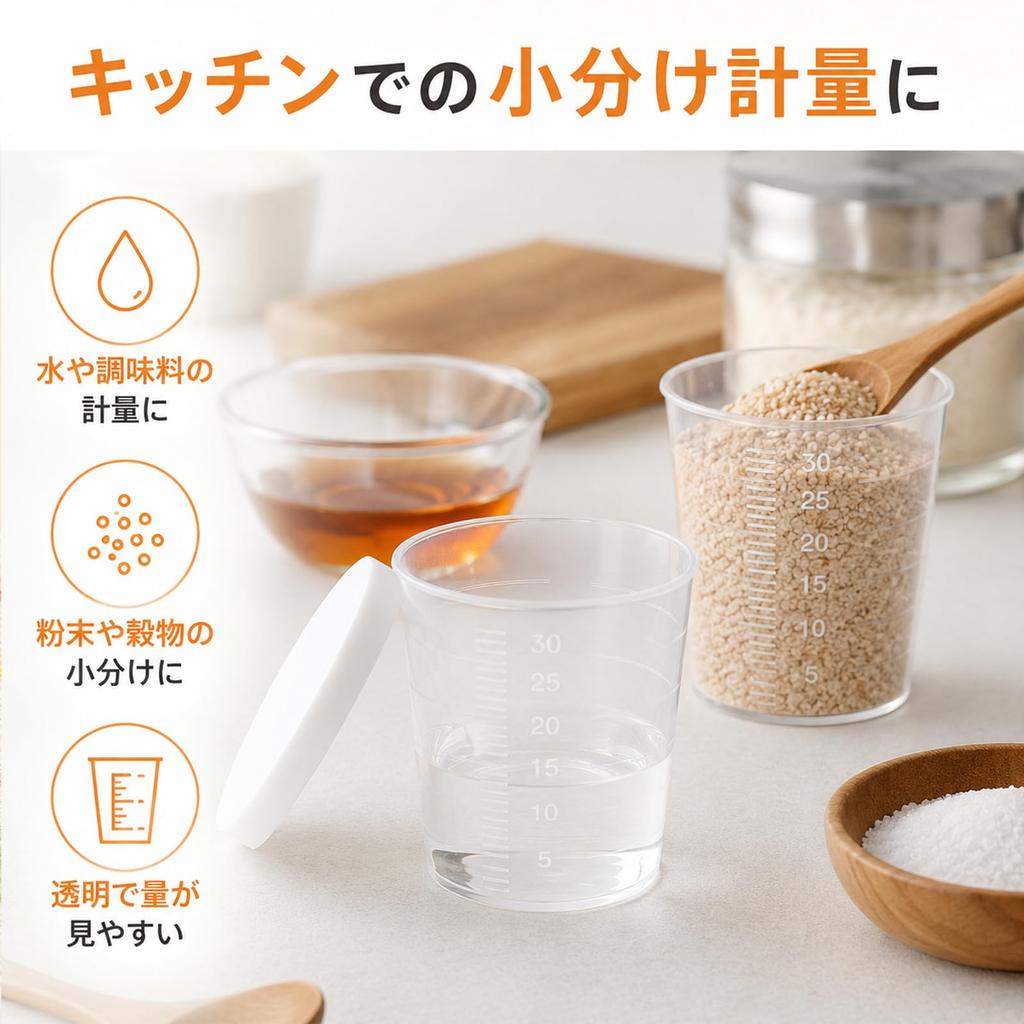 seimeinoki Measuring Cups, 50-Pack, Disposable Mixing Cups, 30ml, with Measurement Markings and Cover, Transparent, Small, for Epoxy Resin, Paint