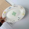 Relief Ceramic Plate Lovely Oval Dessert Dish Household Plant Pattern Large Breakfast Plates Retro Hand-Painted Storage Tray