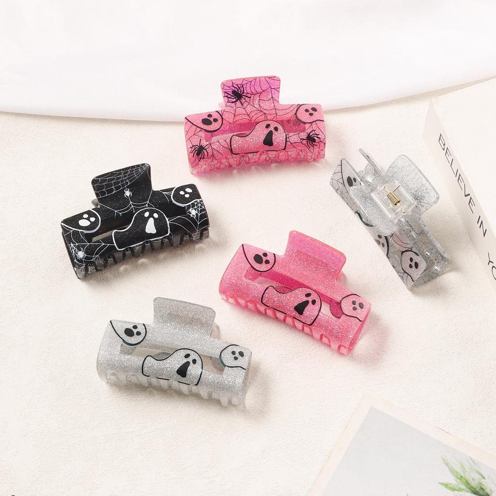 Creative Halloween Glitter Ghost & Spiderweb Hair Clip for Women