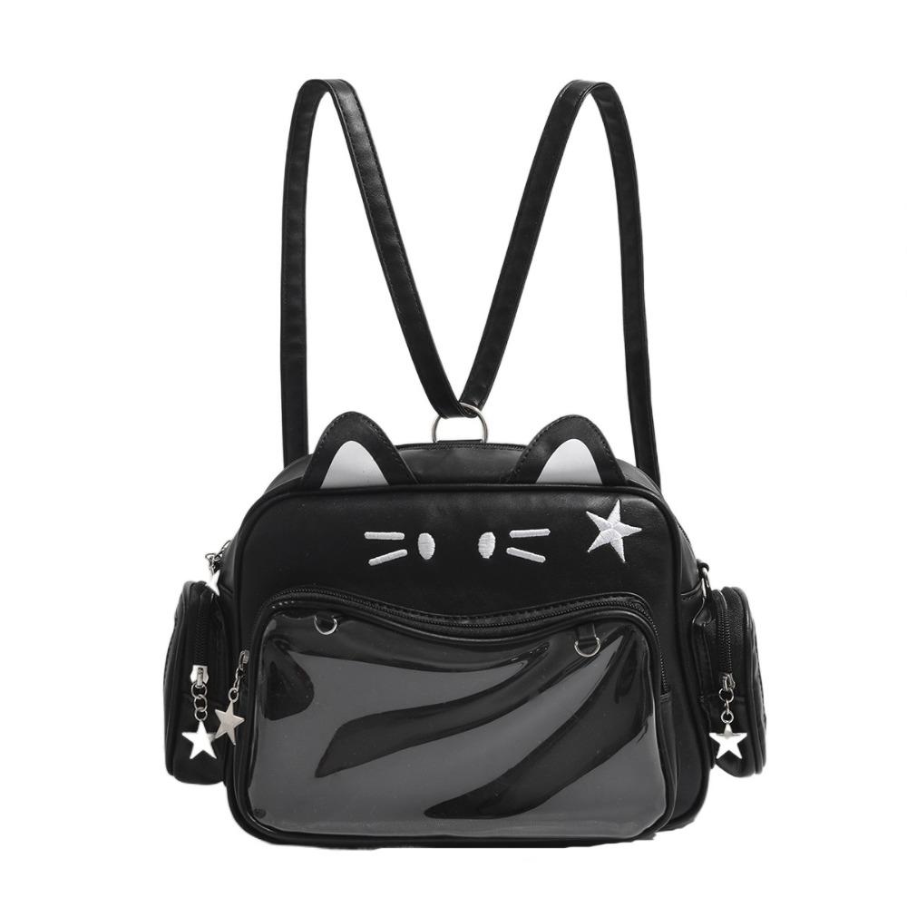 Preppy Style Cute Cat Itabag JK Kawaii Y2K Shoulder Bag Creative Transparent Pocket Bag  Outdoor
