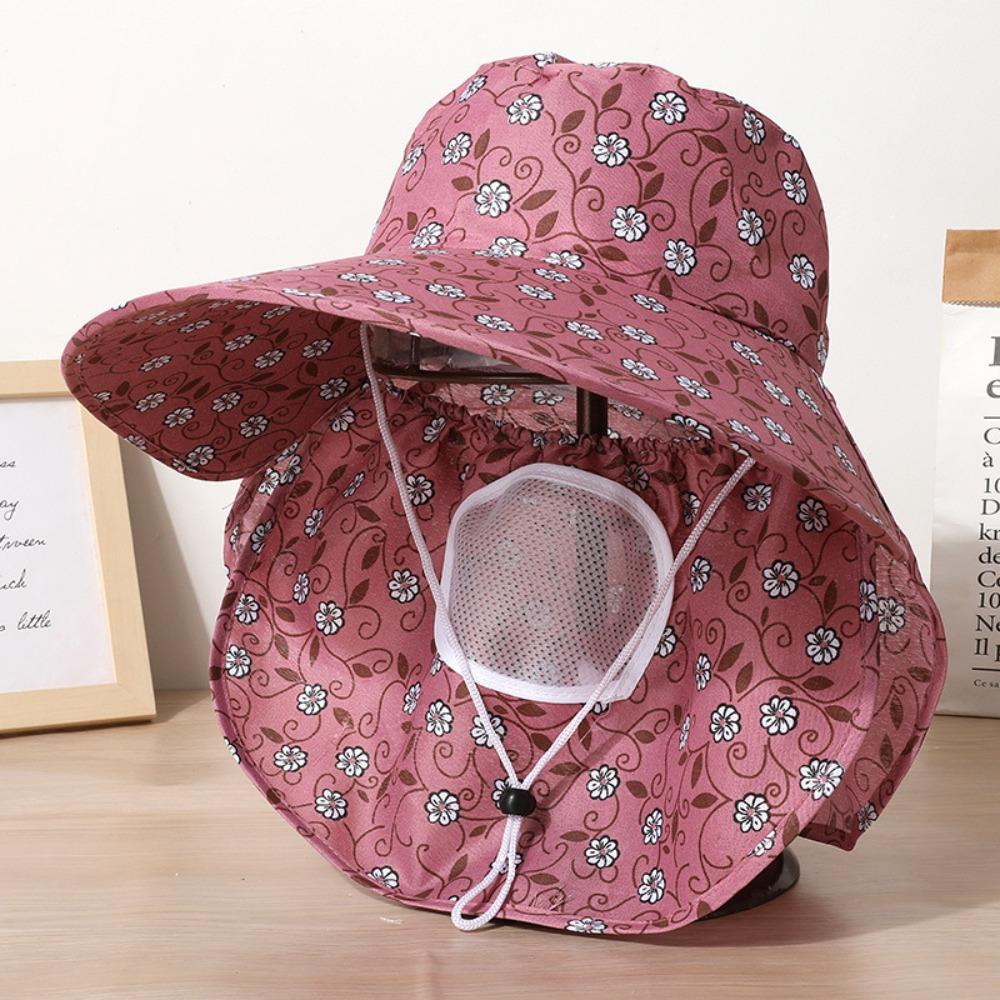 Face Mask Sunshade Shawl Cap Printing Agricultural Work Hat Fashion Wide Brim Sun Hat  Summer