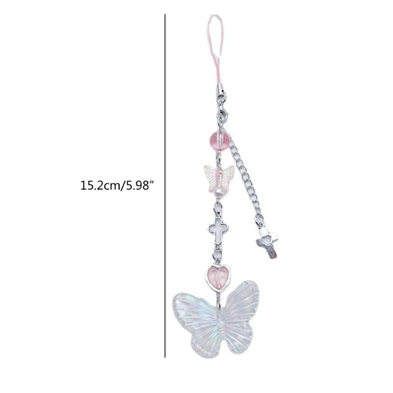 Star Key Chain Handmade Bowknot Pentagram Mobile Phone Chain Y2k Accessory Fashion Bag Pendant Chain for Women Girl