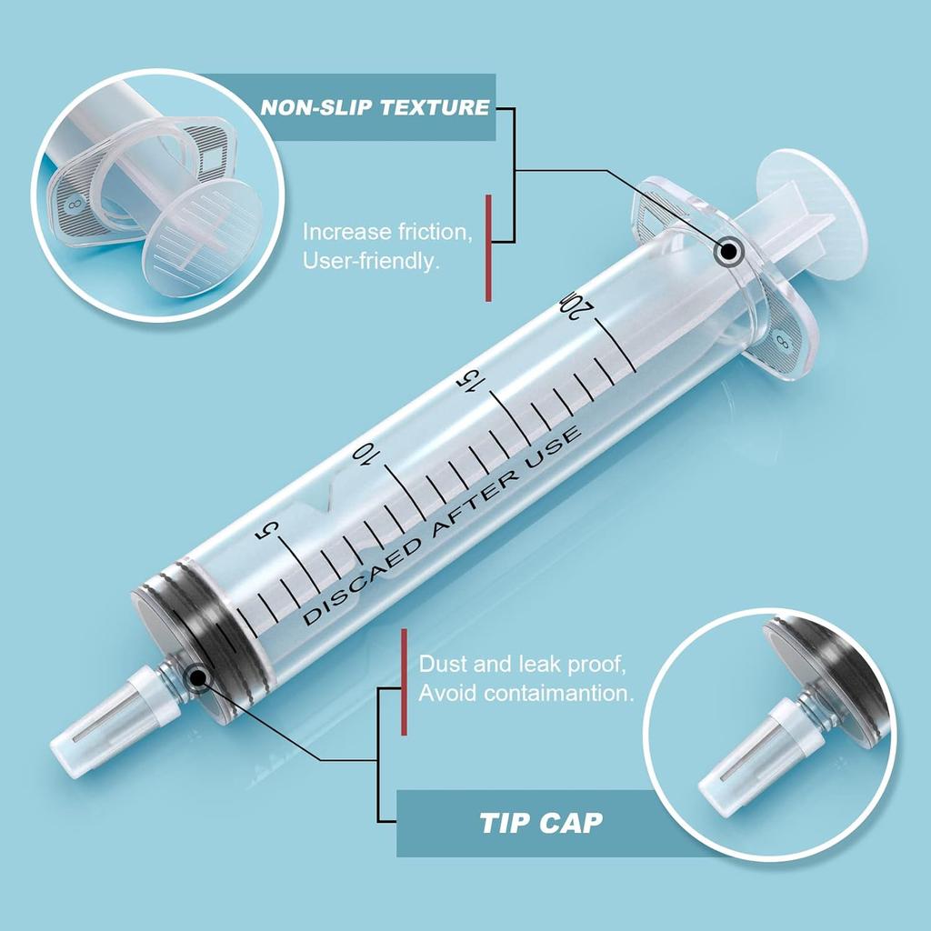 2Pack 250ML Extra Large Syringe and 2Pack 20ML Plastic Syringes with Tip Adapter&Soft Tube, Sterile Individually Wrap Measurement and Dispensing