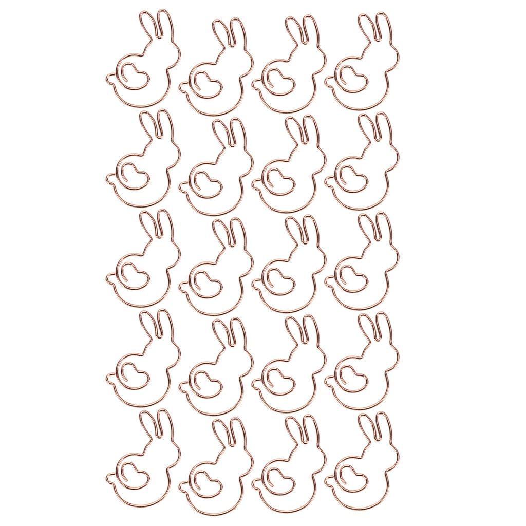 20Pcs Paper Clip Gold Rabbit Shape Animal SpecialShaped Office Document Cute Pin