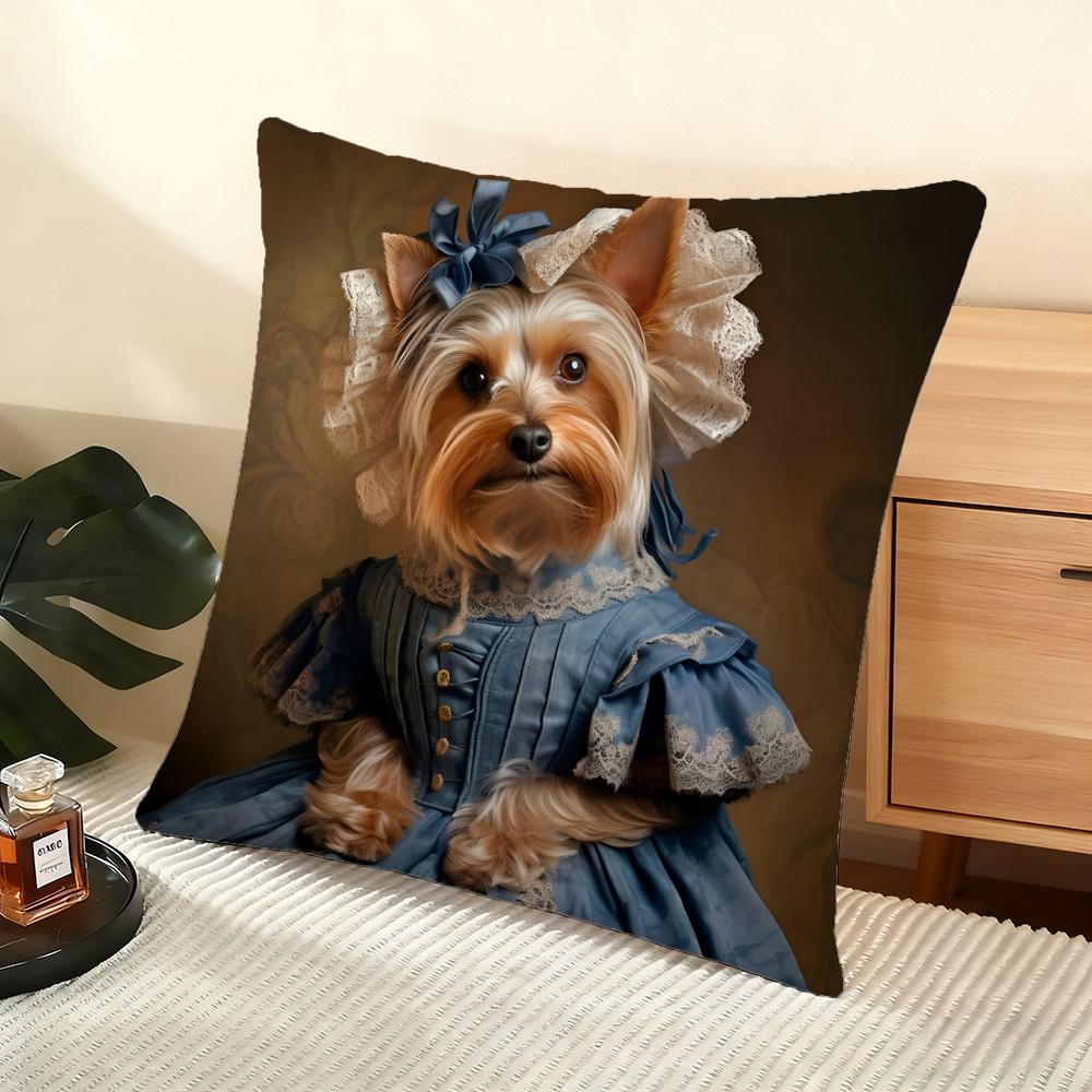 European Vintage Royal Dog Cushion Cover Soft Short Plush Pillow Cover Smooth Cozy Texture Aesthetic Cushion Case Home Decor