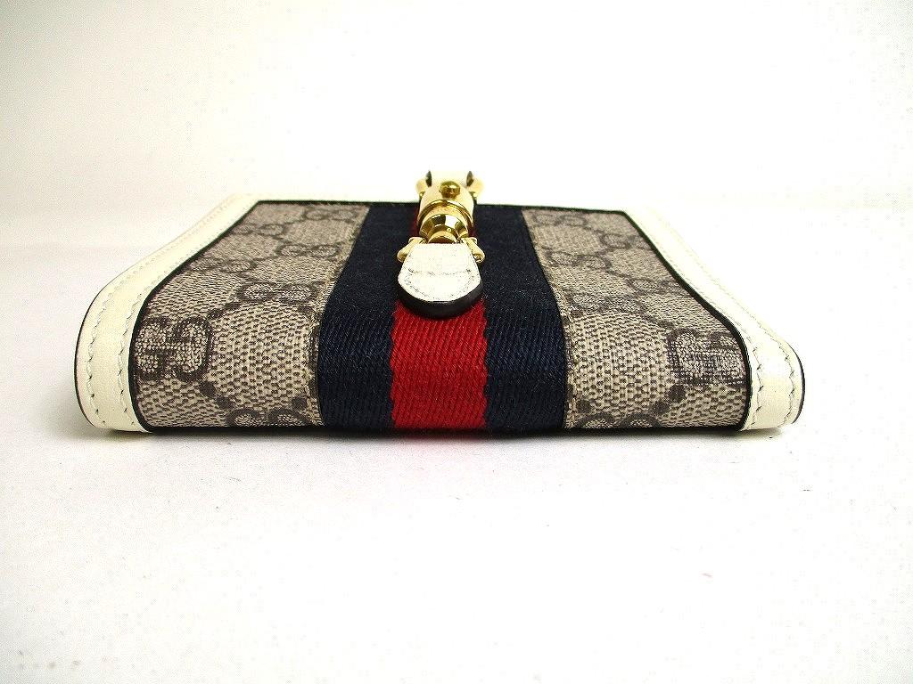 Authentic GUCCI GG Jackie 1961 White Leather Bifold Wallet Compact Wallet #a484  Open Box
