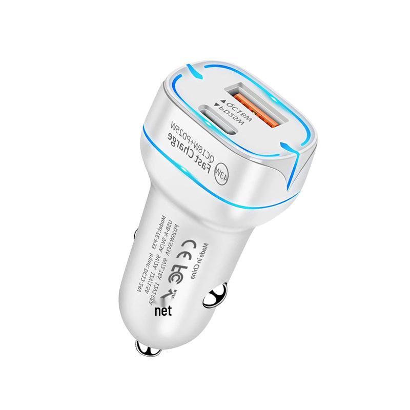 PD25W Dual Port Fast Car Charger for Xiaomi, Huawei, Apple – Cigarette Lighter Adapter