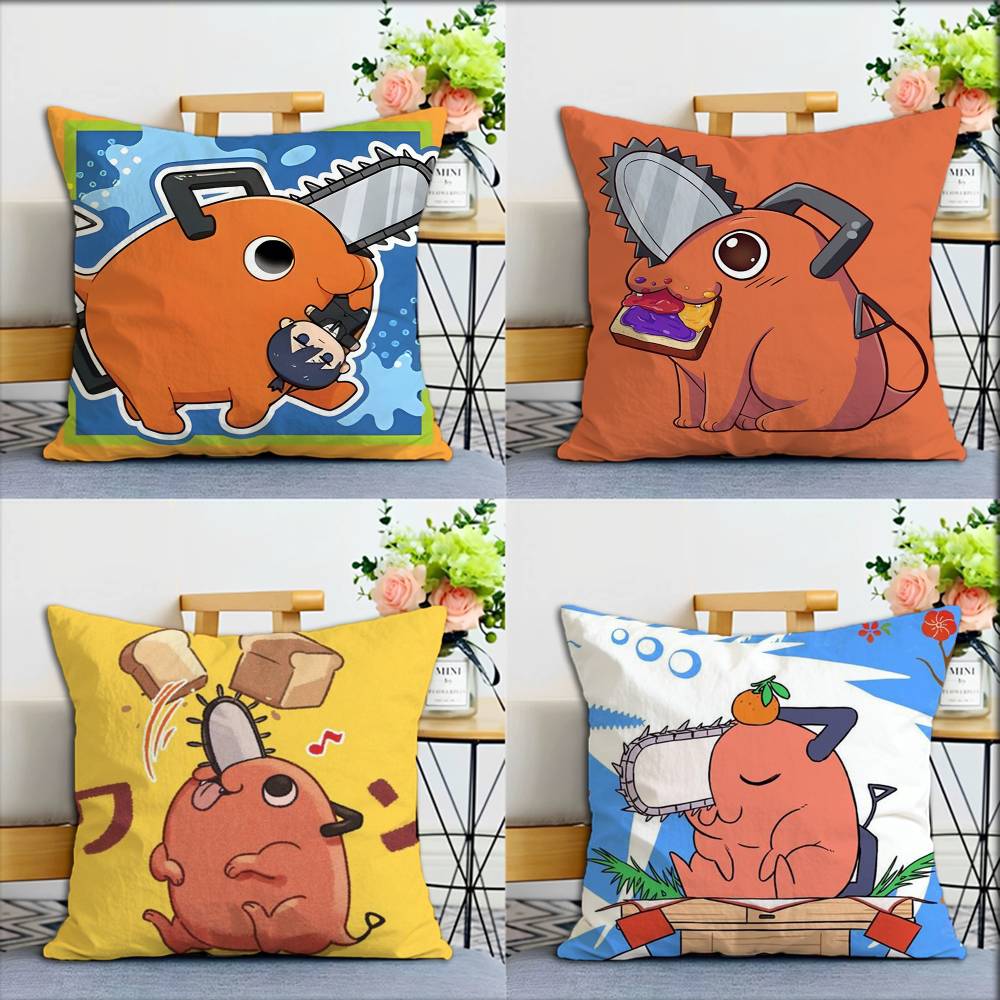 P-Pochita World Various Sizes Square Pillow Case For Car Home Bedchamber Decor