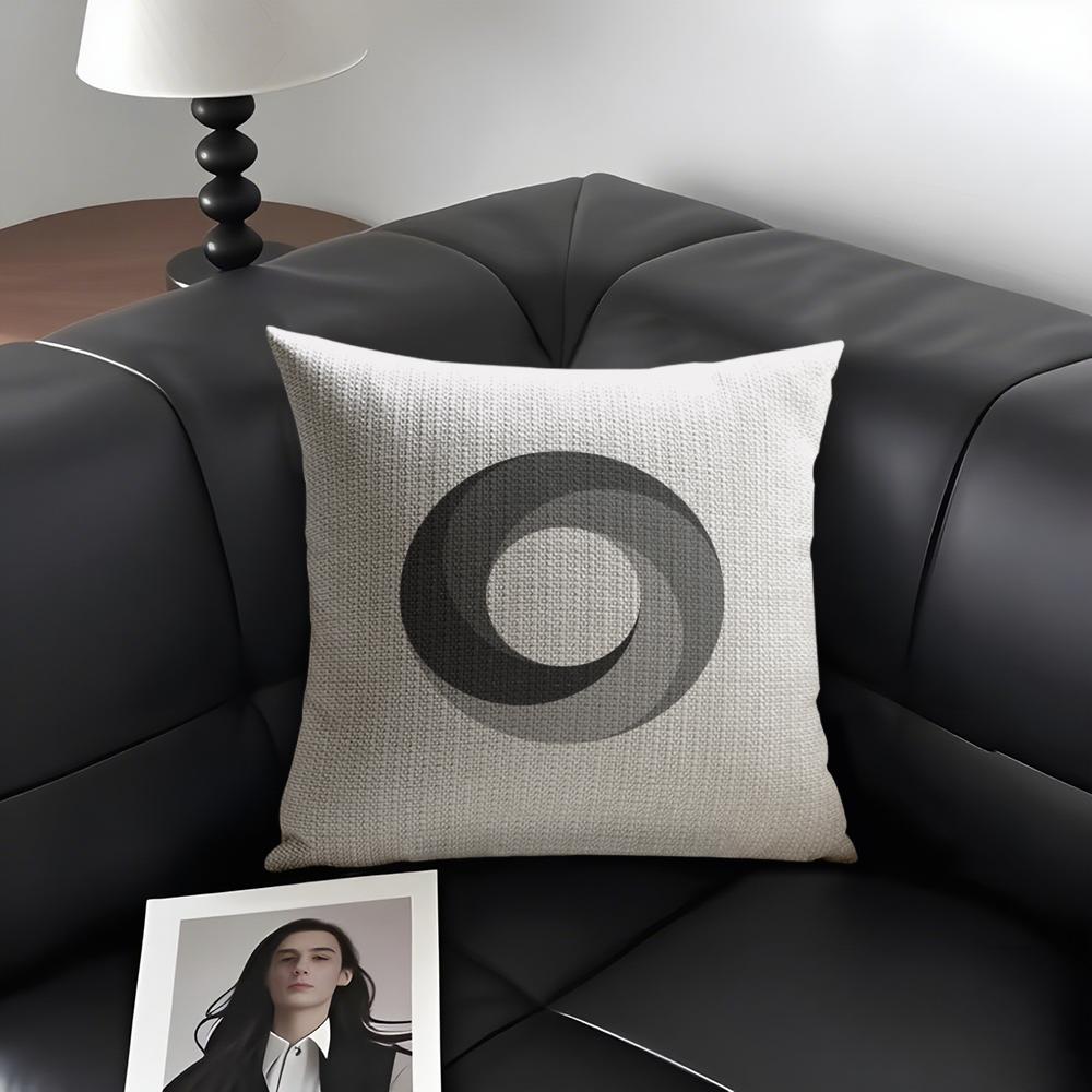 Black And White Gray Geometric Cushion Cover Natural Linen Organic Fabric Double-Sided Printing Sofa Home Decor Gift Pillow Case