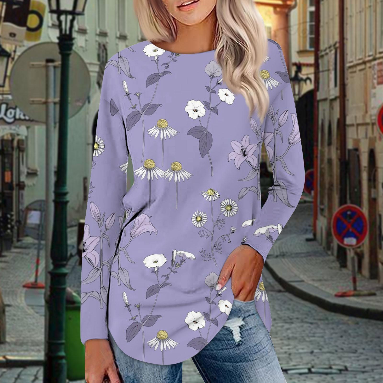 

Футболки для женщин, осенние повседневные рубашки с длинными рукавами, толстовка с ретро-принтом, топ, пуловер S