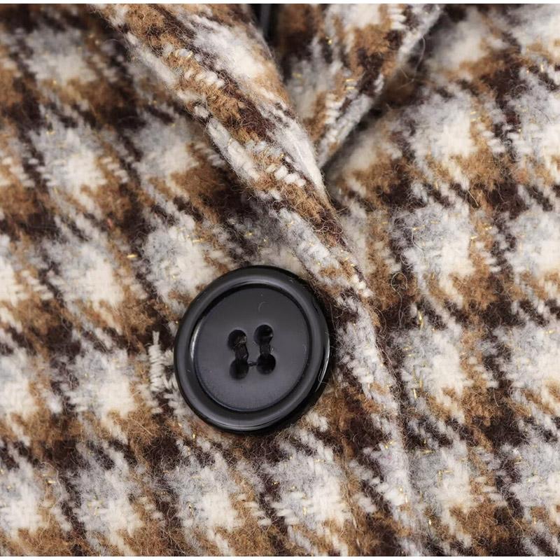 Fashion Plaid Overcoats Women Loose Lapel Button Long Sleeve Lady Coat Elegant Autumn Winter Fashion Female Outerwear