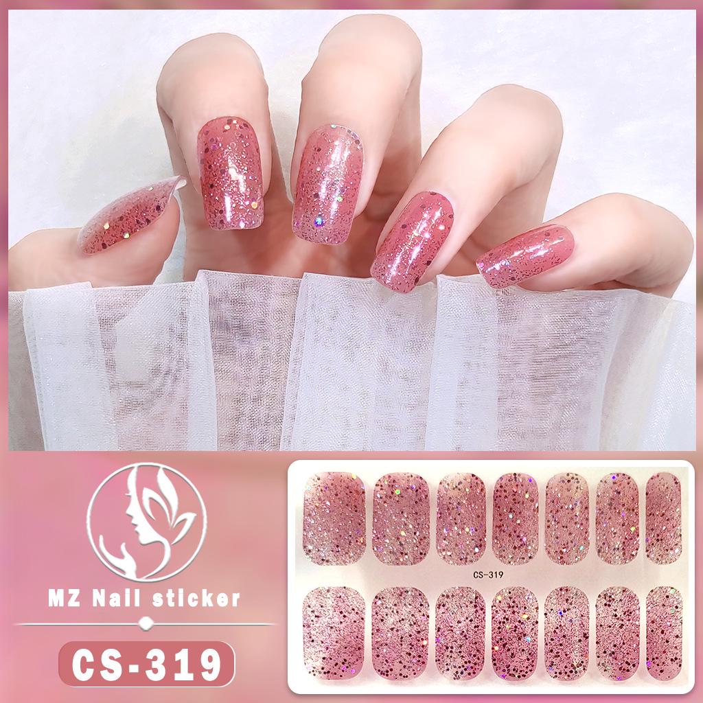 CS Waterproof No-Bake Gel Nail Polish: Full-Cover Korean-Style Multi-Color Glitter Nail Art Stickers