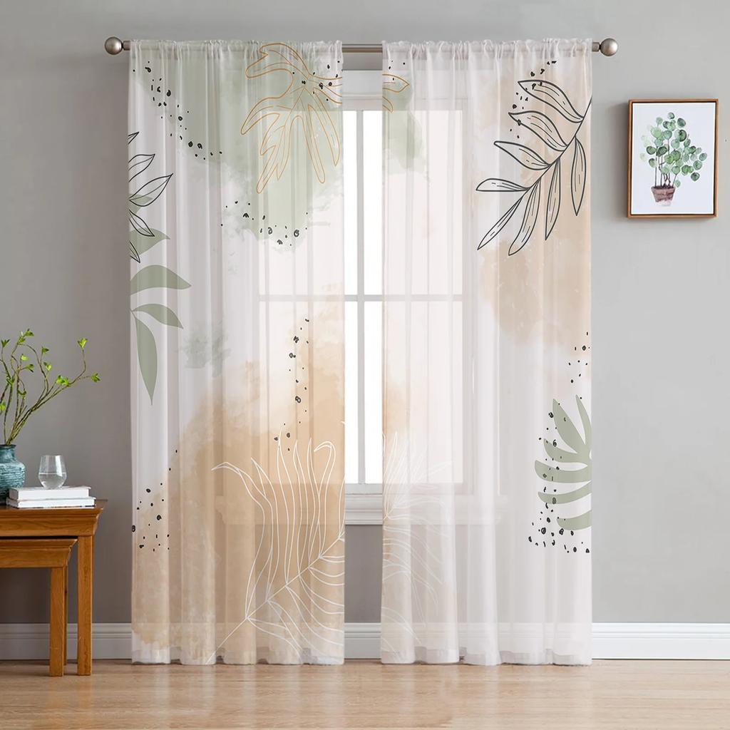 Pattern Color Patch Dots Paint Curtain Living Room Bedroom Voile Drape Kitchen Window Tulle Curtains Home Essentials Light Filtering Polyester Sitting