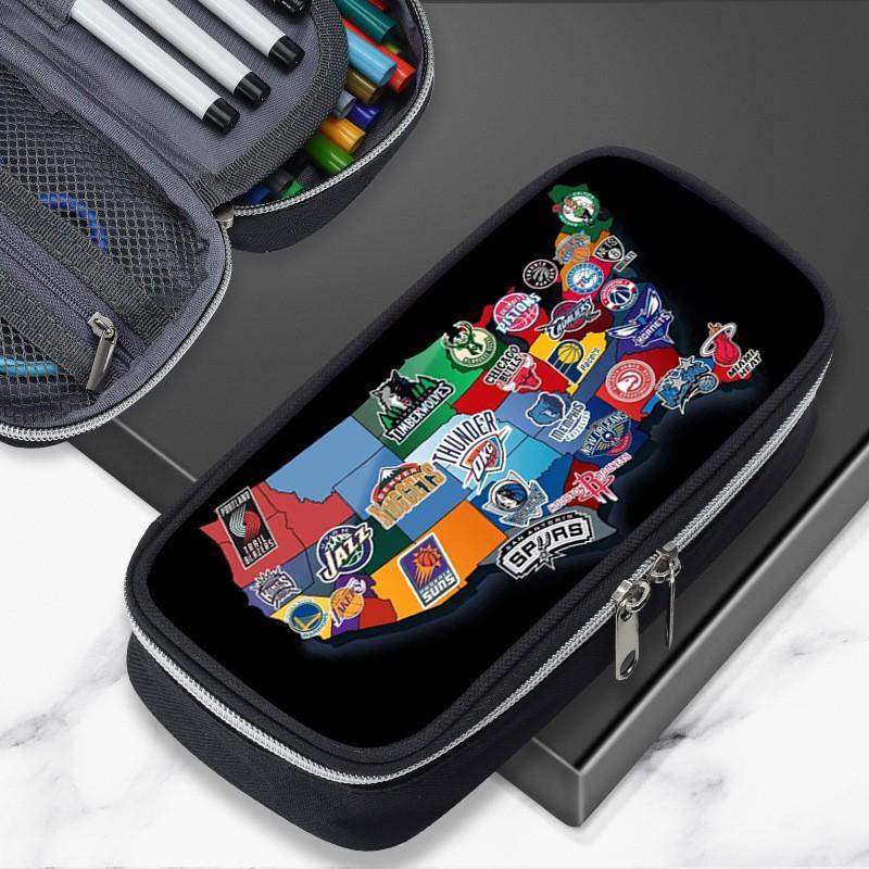 Cartoon NBA Basketball Star Stephen Curry Inspired Pencil Case Kids Boys Girls Large Capacity School Organizer