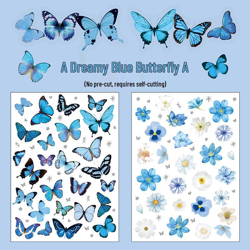 PET Butterfly & Cartoon Stickers for DIY Journaling, Guka Decoration, Kids Water Bottles, and Scenery Designs.