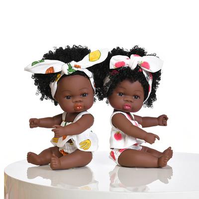 Carine Bambole Reborn da 33 cm con Pelle Nera e Capelli Afro, Corpo Intero in Silicone, Bambola Neonato Realistica con Occhi Aperti, Bambola Bebe Reborn Realistica, Regali di Vacanza per Bambini