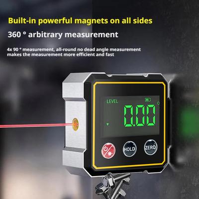 4-Side Magnetic Laser Levels Portable Protractor Inclinometer Goniometer Digital Angle Finder Aluminum Alloy Laser Level Tool