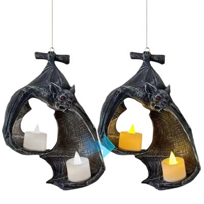 Arandela de Parede Morcego Suporte para Velas Castiçal de Morcego Ornamento de Páscoa Pingente Resina Pendurado na Parede Divertido para Festa de Halloween Decoração de Casa