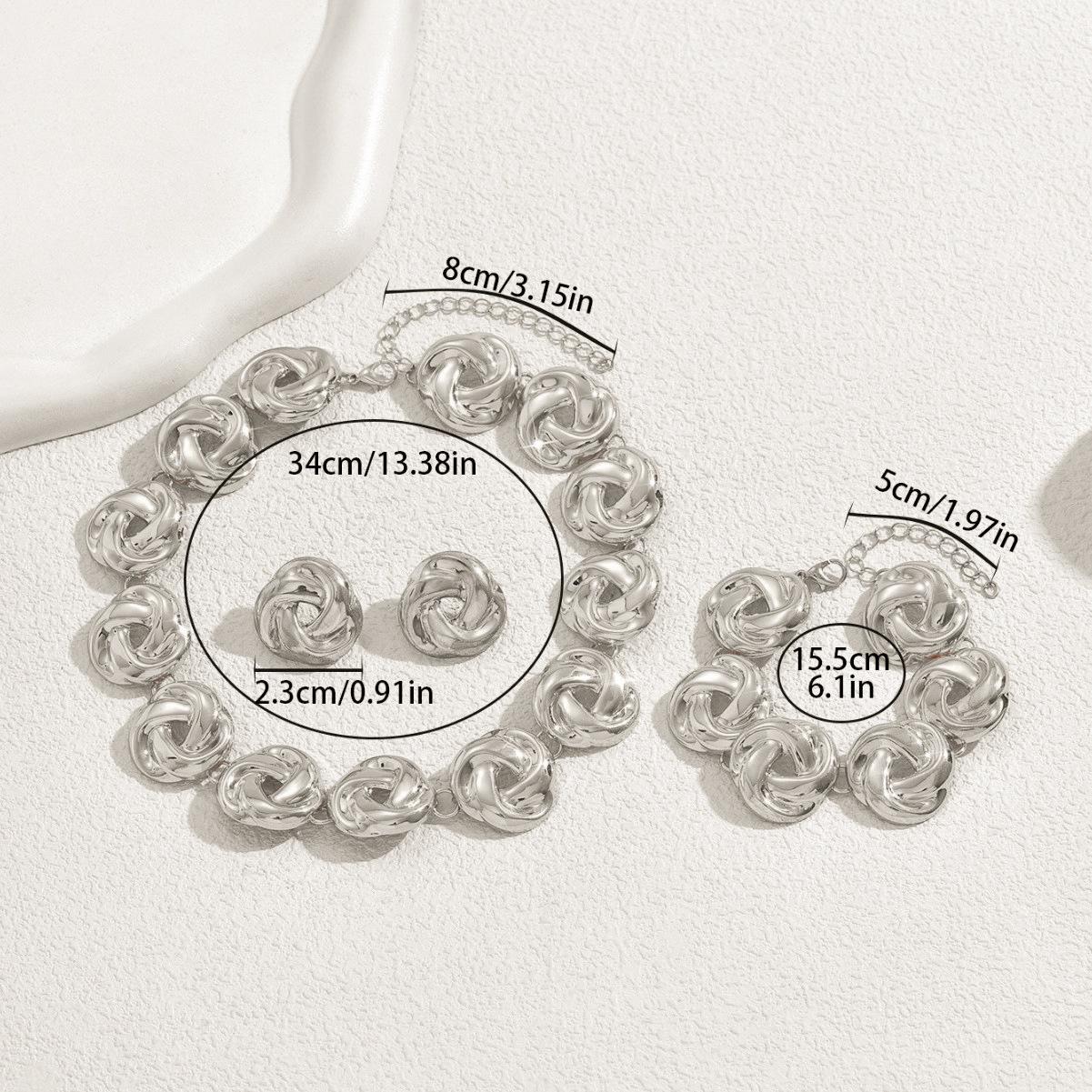 

Позачасовий набір прикрас з порожнистим плетінням | Кольє, Браслет та Сережки срібний