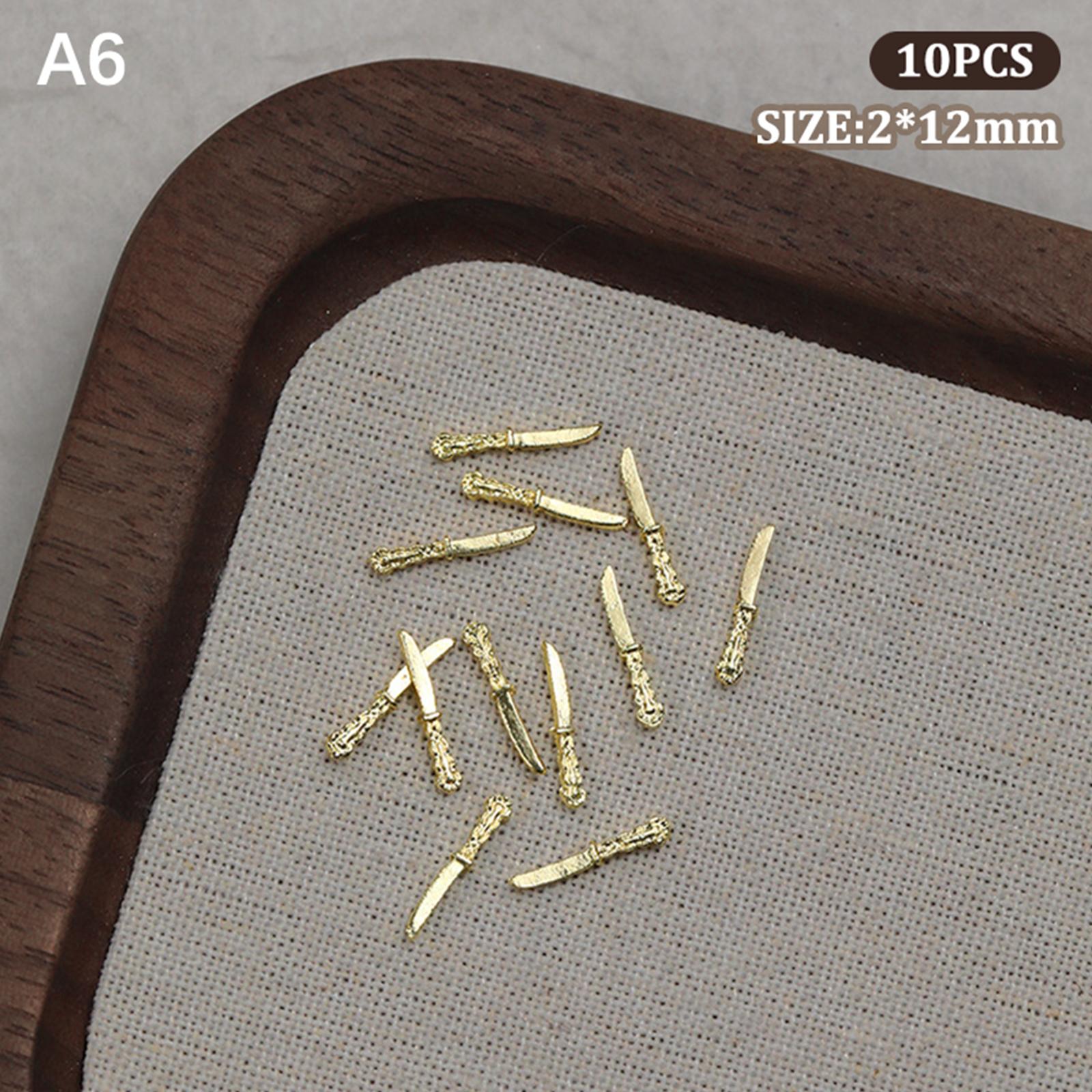 

10 шт. Мини милые столовые приборы, подвески для ногтей, металлические мультяшные украшения для ногтей, аксессуары для дизайна ногтей своими руками as the picture