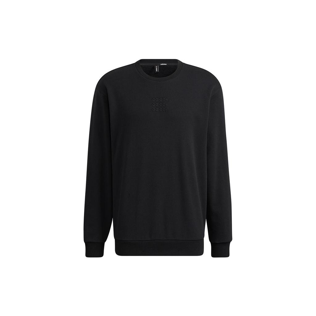 Adidas Neo Embroidered Logo Pullover Crew Neck Sweatshirt Men Sweatshirt Black H14216