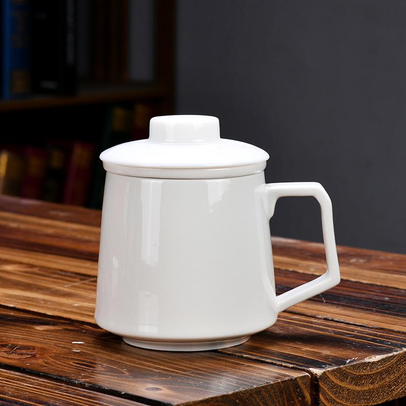 Ceramic Water Cup Teacup With Lid Office Cup Gift Box White Porcelain Cup With Filter Liner Gift