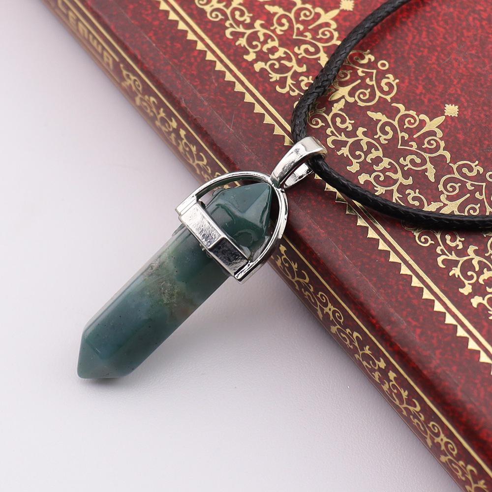 Handmade Amethyst & Rose Quartz Hexagonal Pendant Necklace N760