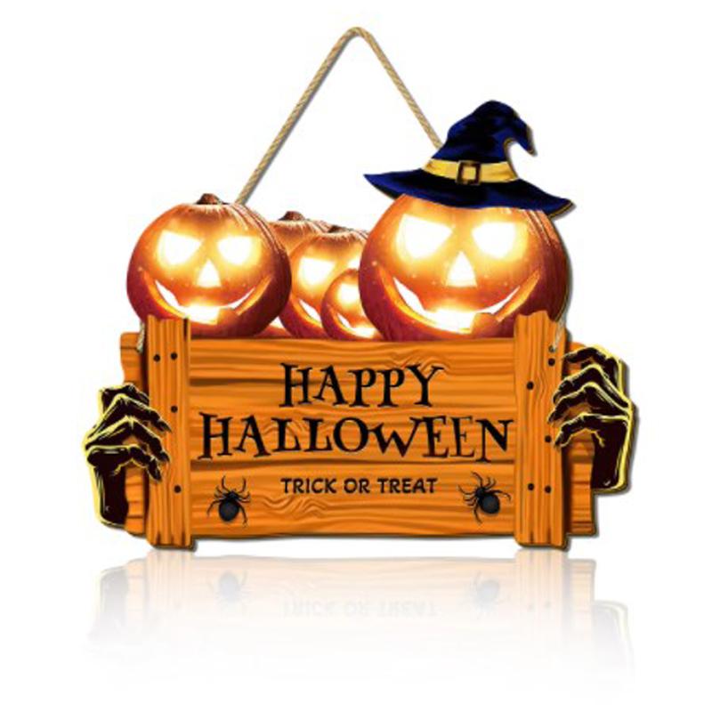 Happy Halloween Wooden Sign, Pumpkin with Hat Wooden Sign, Party Holiday Decoration Home Decorations Halloween Decoration