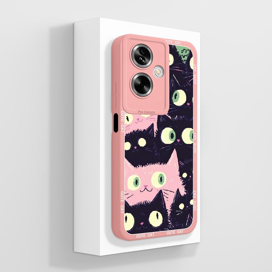 For OPPO A79 A77 A77s A78 A83 A91 A92 A93 A93s A94 A95 A96 4G 5G Phone Cases Lovely Panda Kitten Pattern Liquid Silicone Anti Slip Shell For OPPO Capa