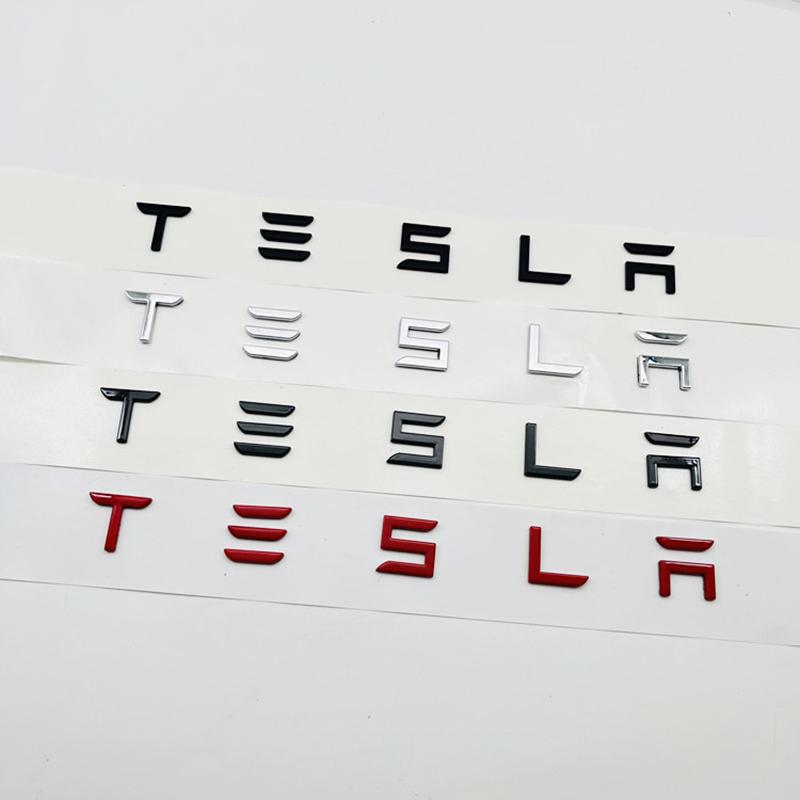 3D ABS Carbon Chrom Schwarz Logo Tesla Buchstaben Emblem Auto Heckklappe Buchstaben Für Tesla Modell 3 Y X S Zubehör