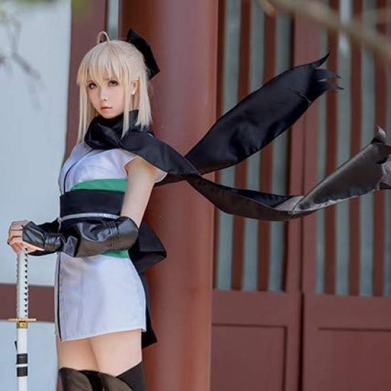 Bestellen Sie Okita Souji FGO Sakura Saber Cosplay Kostüm mit Okita 3. Aufstieg Fate Grand Order [milky time] Fate/Grand Perücke, (M)