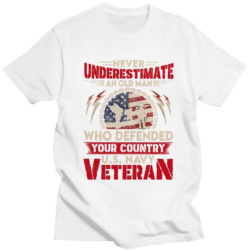 Custom US Navy Veteran T Shirt Men Short Sleeve Veteran Day Patriotic Tshirt Casual Tee Tops Pure Cotton Slim Fit Tshirt
