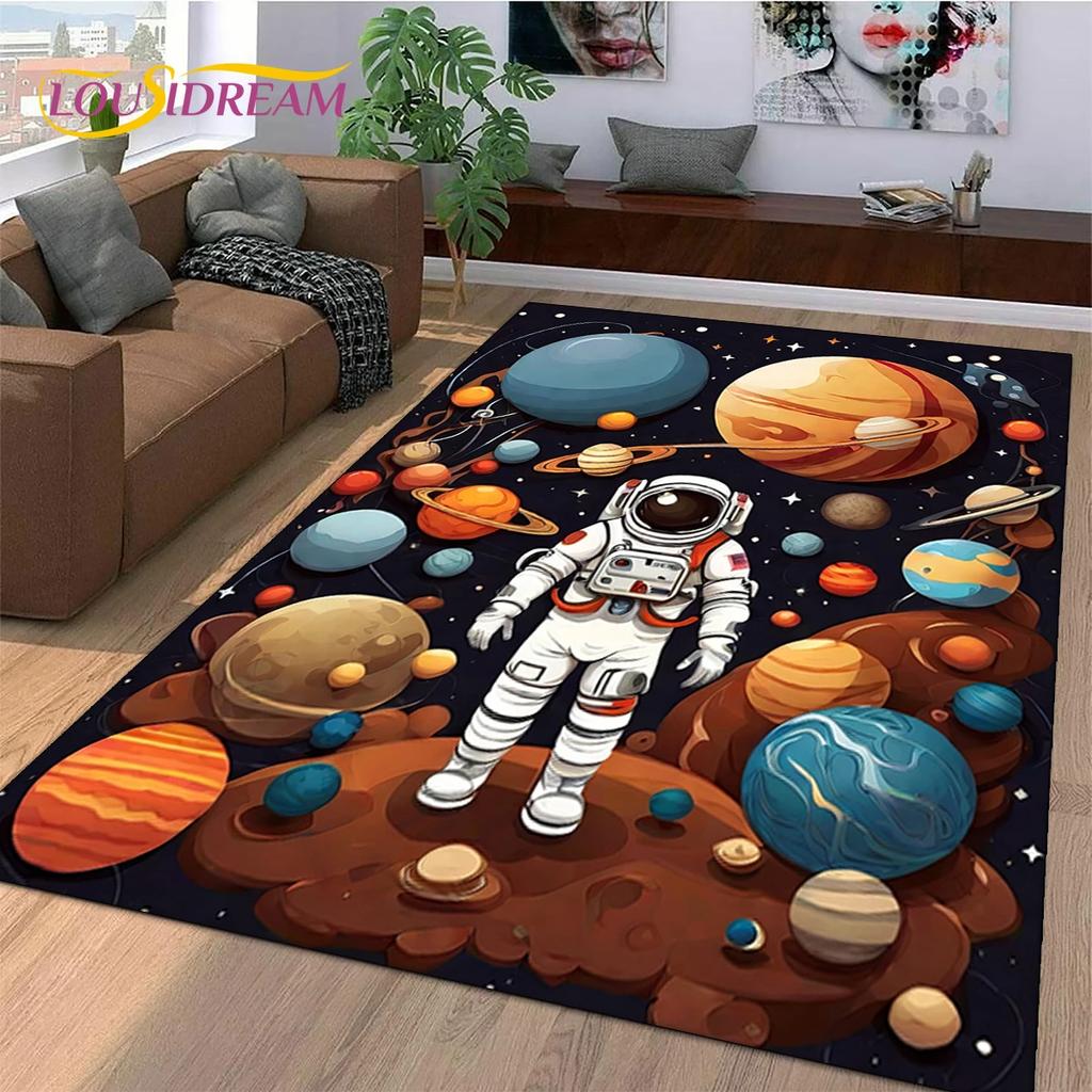 Astronaut Dream Universe Spaceman Weltraum Cartoon Teppich Teppich für Schlafzimmer Wohnzimmer Sofa Dekoration, Große Dekor Bodenmatte