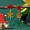 Glitter Star Acrylic Christmas Earrings In Pink, Gold, and Green